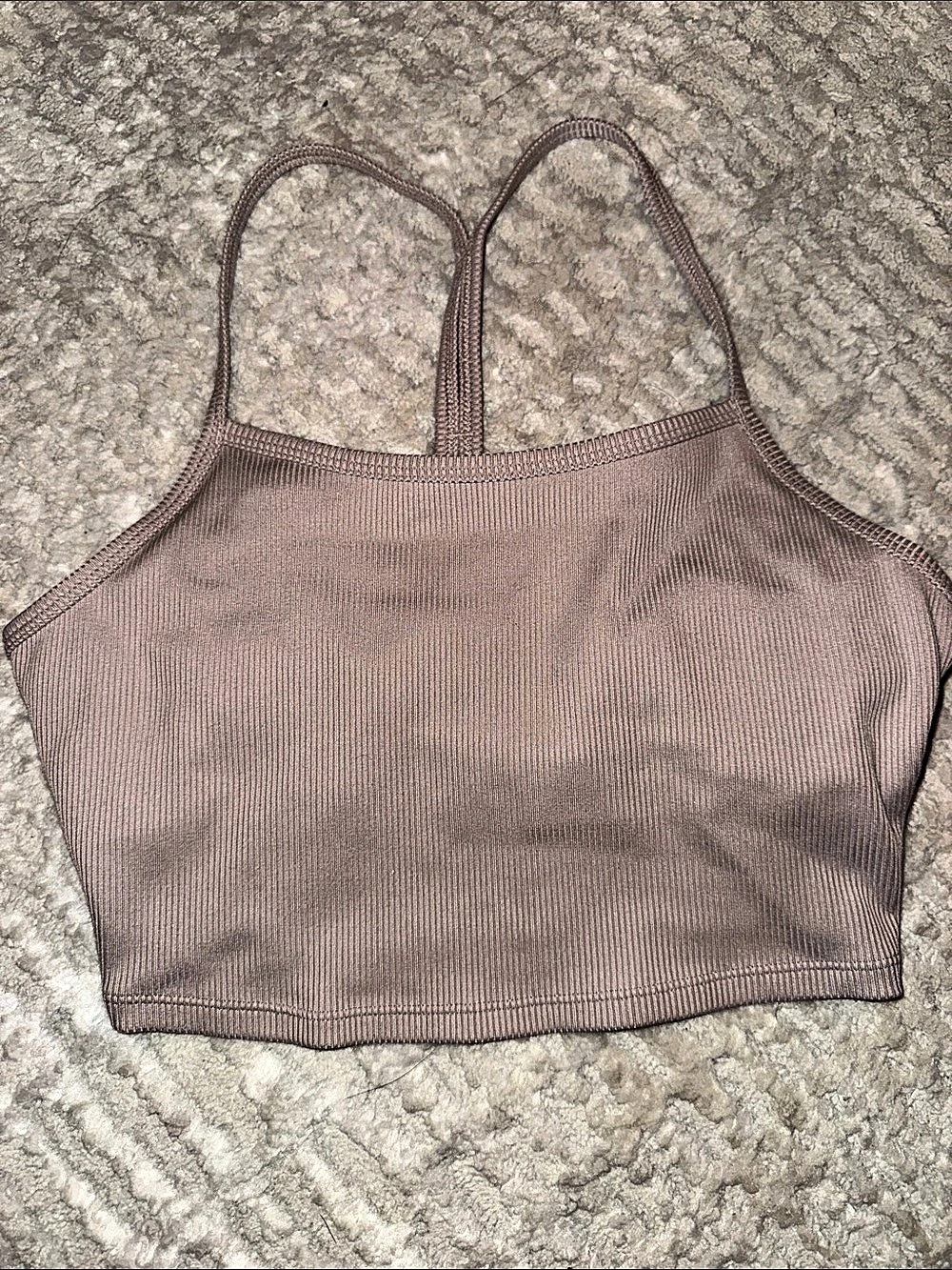alo Ribbed Cropped Tank in Brown
